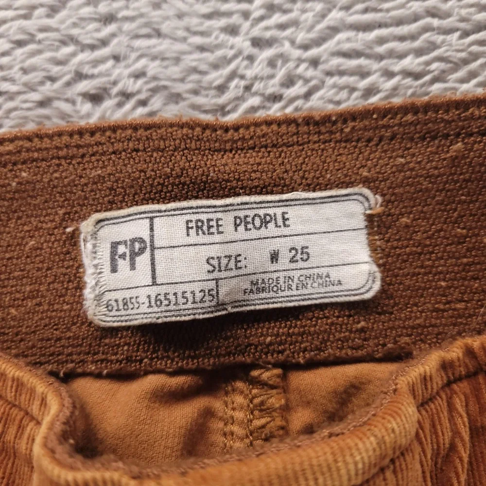 Free People Pants Womens 25 Orange Corduroy Flare Pull On Stretch Boho Hippie